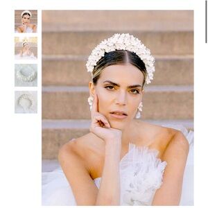 Lena rom Bridal Couture Orange Blossom Crown Wedding Headpiece ivory